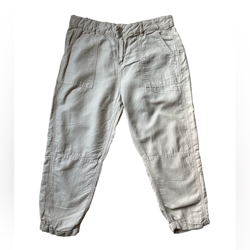 Calvin Klein Jeans brand khaki color linen & cotton cropped pants size Small